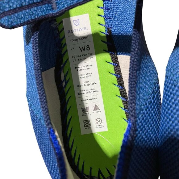 Rothy’s Blue Square Toe Mary Jane Ballet Flats Womens 8 Clean Girl - Picture 10 of 11